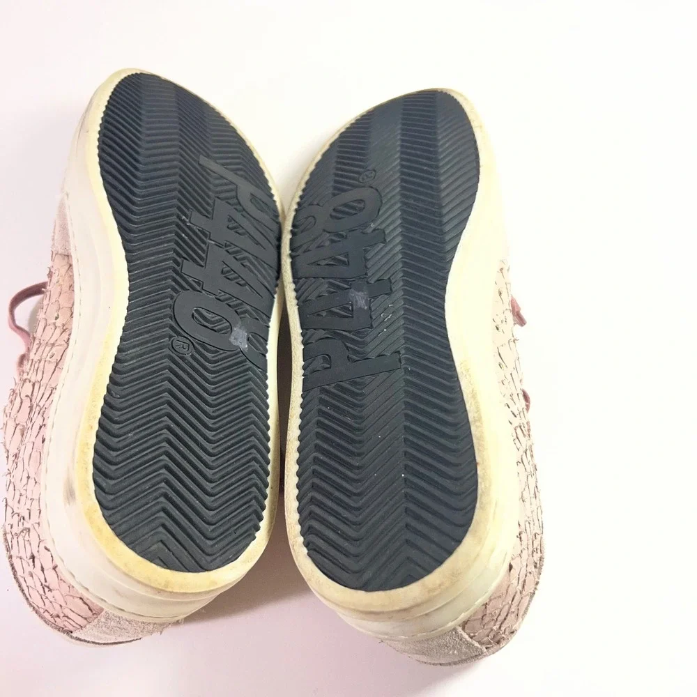 P448 Python John Leather Suede Snake Embossed Sneakers 38 Pink Made in‎ Italy